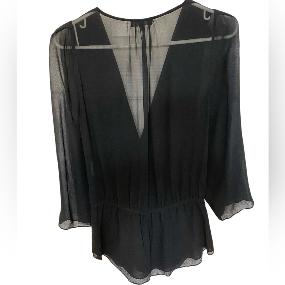 Babaton black 100% silk Alexander Blouse size large
